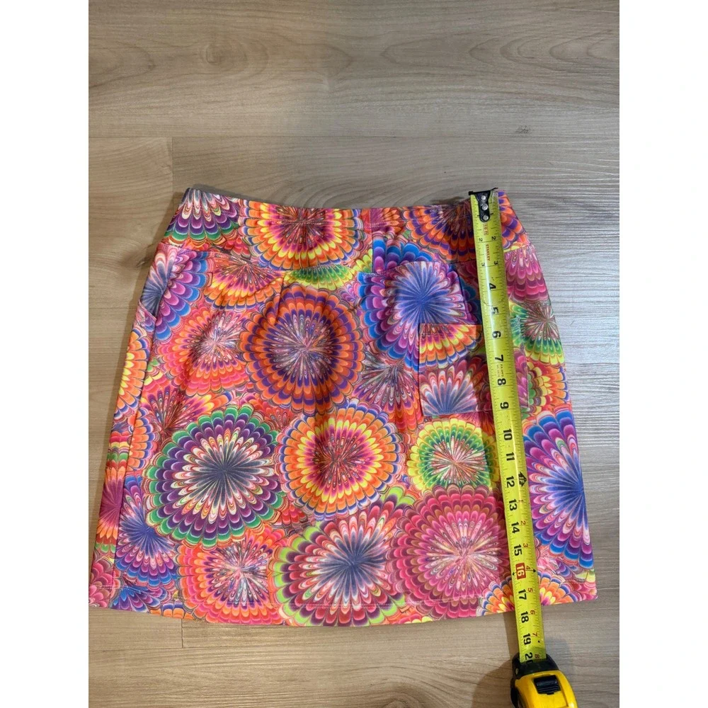 B Skinz Skort Womens M Multi Color Psychedelic Floral Athletic Golf Tennis